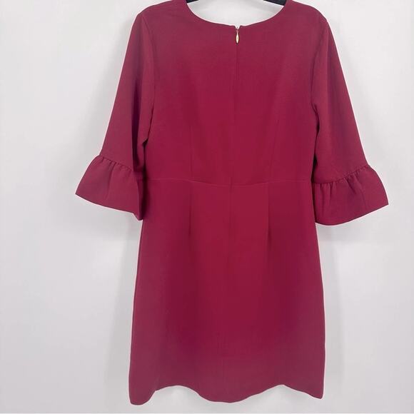Draper James | V-Neck Bell Sleeve Shift Dress In Deep Berry Size 12 - Picture 3 of 8